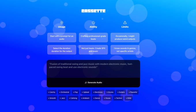 Music creation interface for Cassatte AI