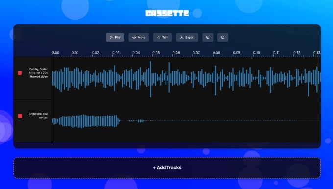 Cassette AI interface for mixing tracks