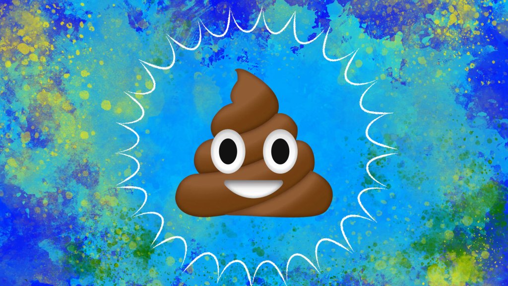 poop emoji on blue background