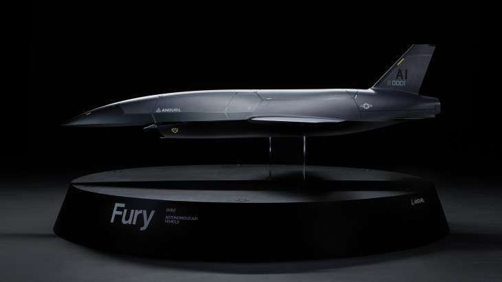 A 1:2 scale model of Fury, the group five autonomous aircraft designed by Blue Force Technologies