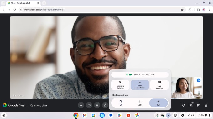 Chromebook Plus laptops have a new video call menu
