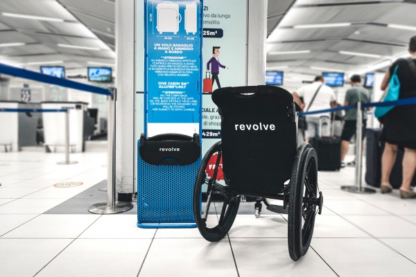Revolve wheelchair Airport folded and unfolded Revolve Mobility