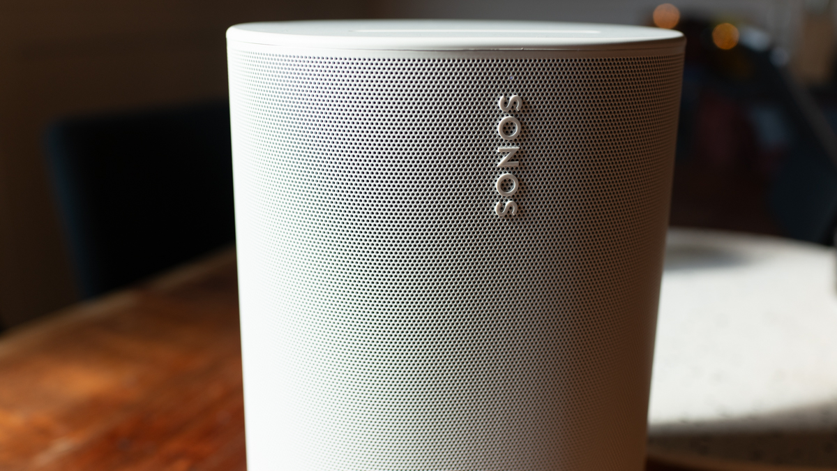 Sonos Move 2 close-up, top half of speaker, in white