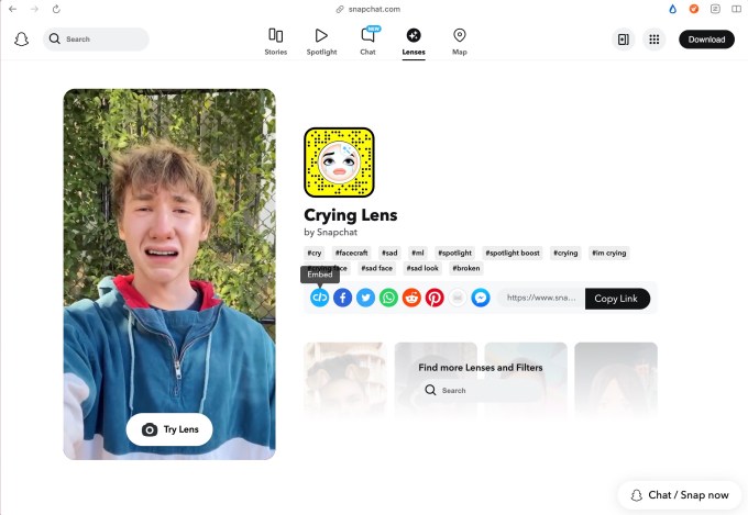 Snapchat agora permite que sites incorporem conteúdo