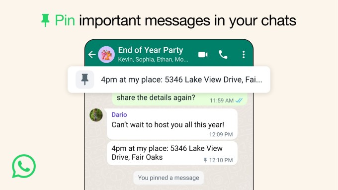 WhatsApp now lets you pin messages to individual and group chats