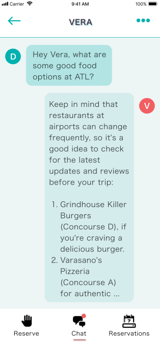 Travelsist chatbot VERA - restaurants recommendations