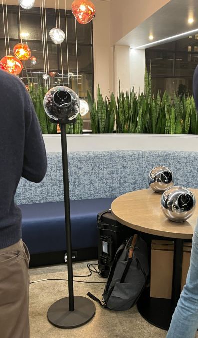 An image of the Worldcoin Orb at the StrictlyVC event in San Francisco
