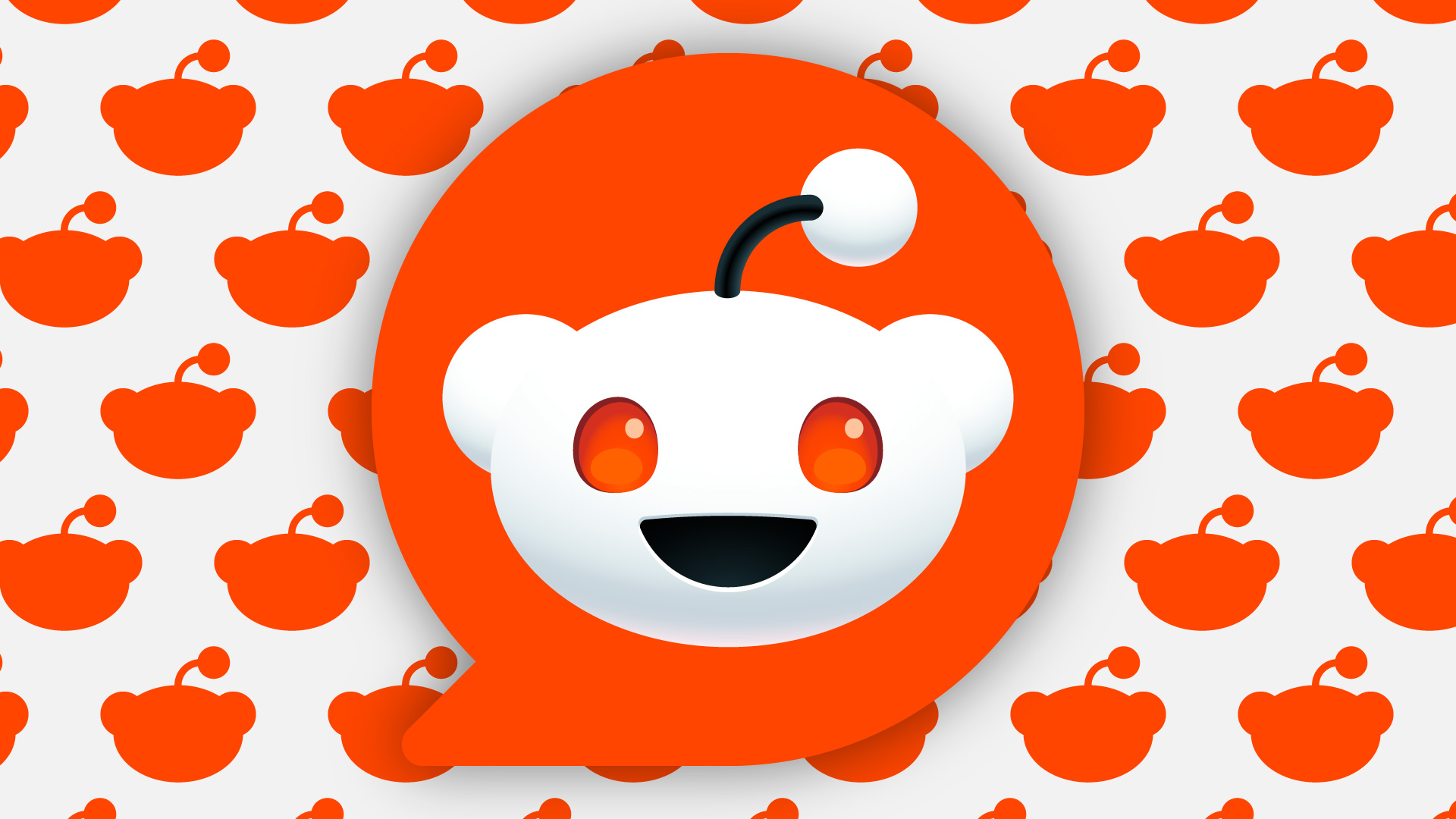 Reddit-Logo auf einem Muster aus Logo-Silhouetten