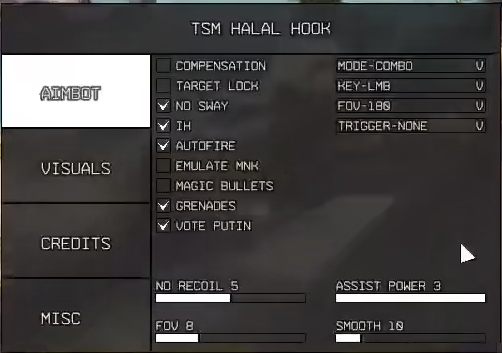 A screenshot of a window, showing cheating modes, that suddenly appears in a competitive Apex Legends game.