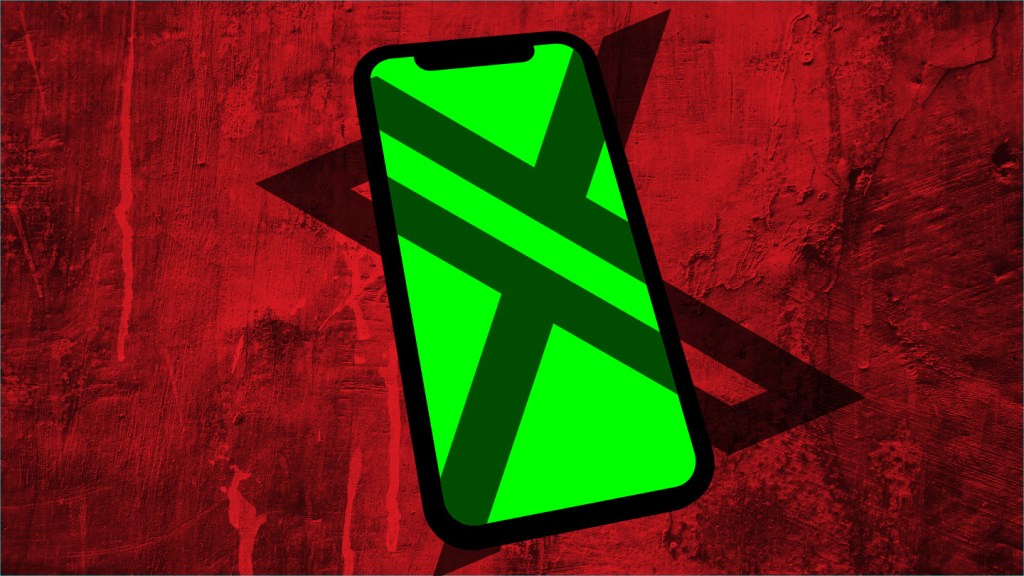 Una ilustración de un teléfono y el logo X.