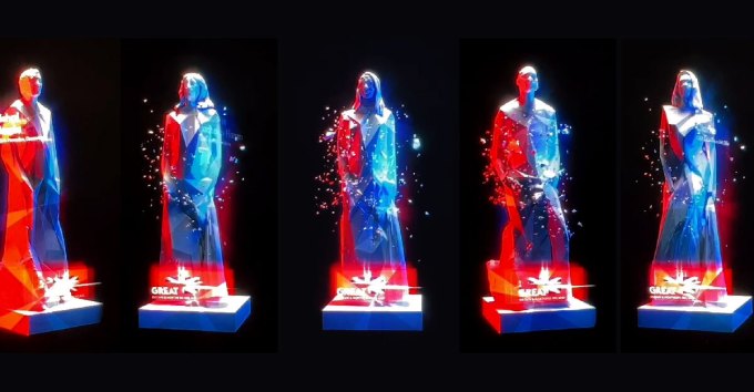 Hologram stills of British founders as part of the UK's campaign to woo Americans.