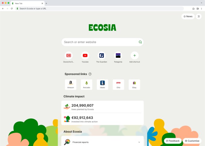 Ecosia یک مرورگر چند پلتفرمی راه اندازی کرد، یک برنامه پیوند وابسته را راه اندازی کرد